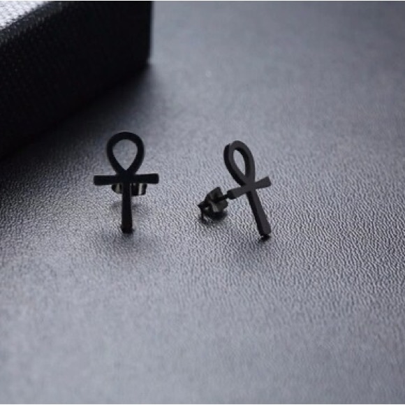Ankh Cross Earrings Stainless Steel Post Earring Key Of Crux Egyptian Symbol - Picture 2 of 3